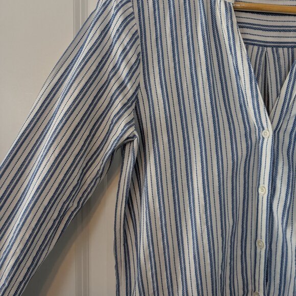 J. Crew Shirt Women's Size XS Blue White Stripes Tie-sleeve Button-up #L2052 - Picture 10 of 16